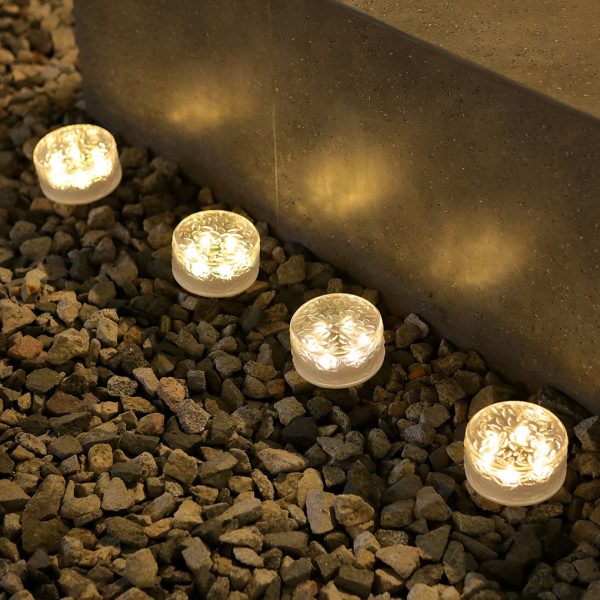 4 Pcs Integrated LED Round Ice Bricks Lights Steps Lighting for Christmas Ambience - Image 3