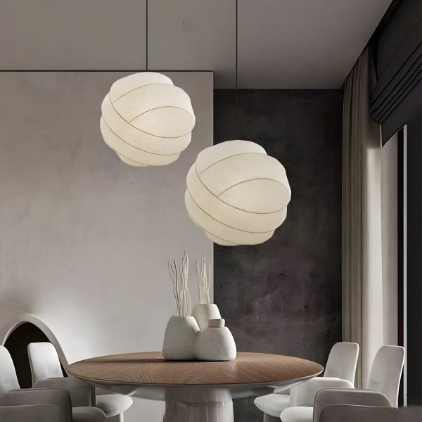 Simple Iron Silk Fabric Ball Wabi-Sabi Creative Japanese Style Chandeliers - Image 3