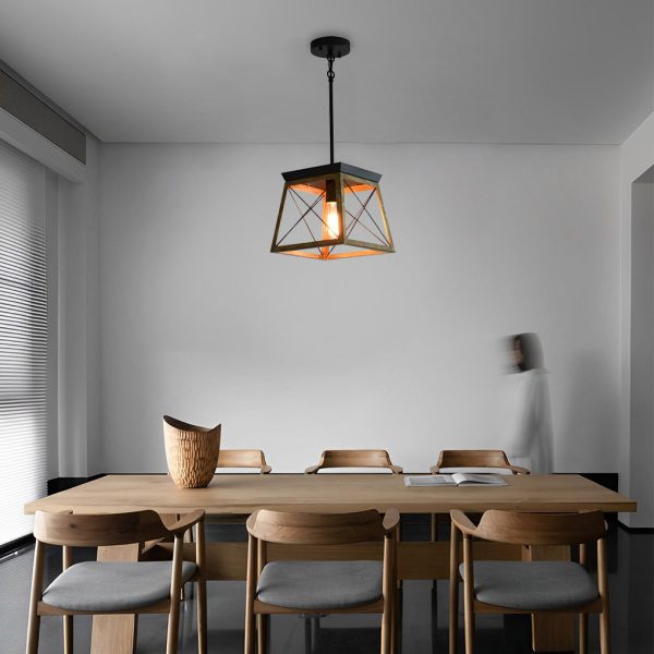 Geometric Iron Adjustable Height Retro Industrial Style Chandelier Light - Image 4