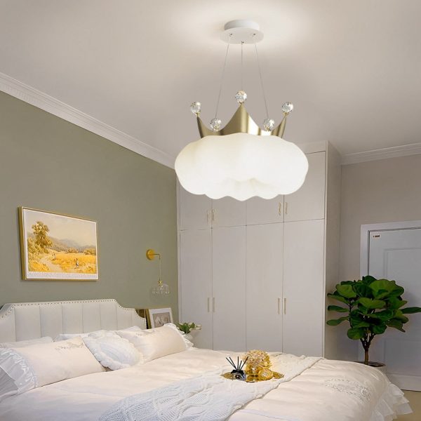 Clouds Crystal Crowns LED Three Step Dimming Ins Modern Chandelier Light - Image 3