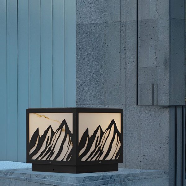 Outdoor Waterproof LED Mountain Scenery Black Solar Fence Post Lights - Image 2