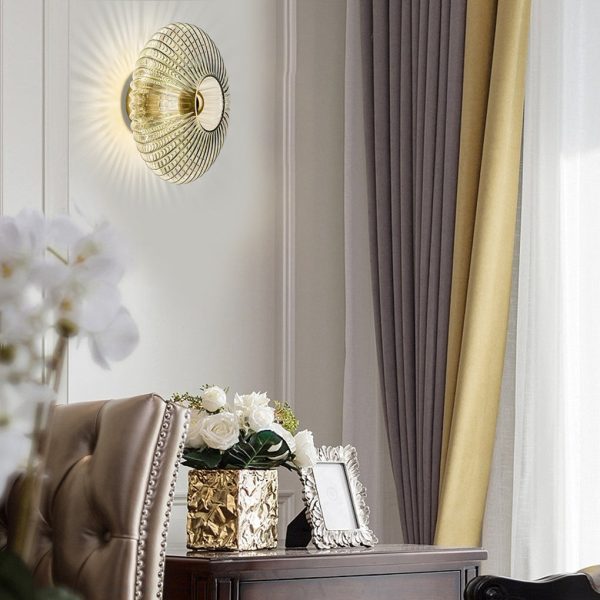 Round Striped Glass LED Post-Modern Wall Lights Fixture Wall Sconce Lighting - Image 3
