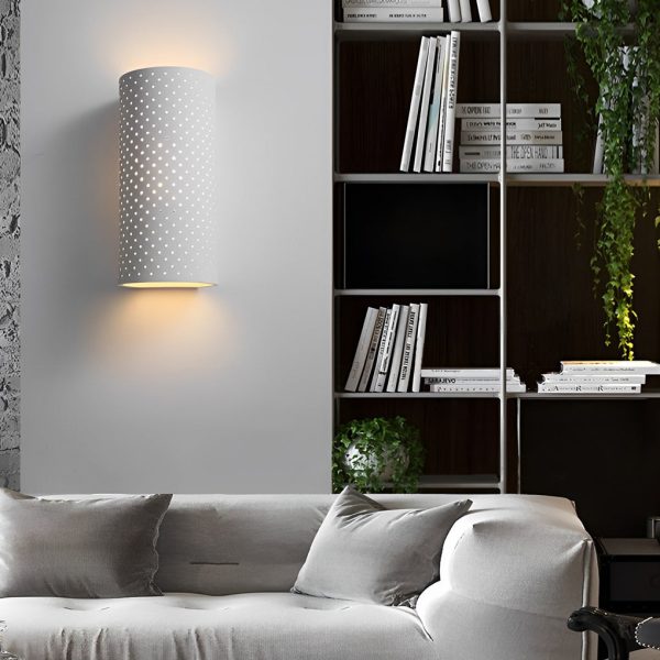 Minimalist Cylindrical Gypsum LED Waterproof White Modern Wall Lamp - Image 3