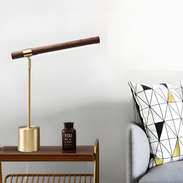 Minimalist Linear Wood LED Desk Lamp with USB Port and Dimmable Light Bar - Image 4