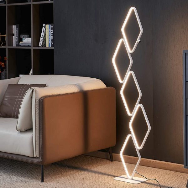 Modern Metal Square Stacked LED Floor Lamp - Image 3