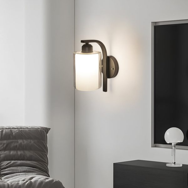 Modern Minimalist Single Black Cylindrical Glass Wall Sconce - Image 3