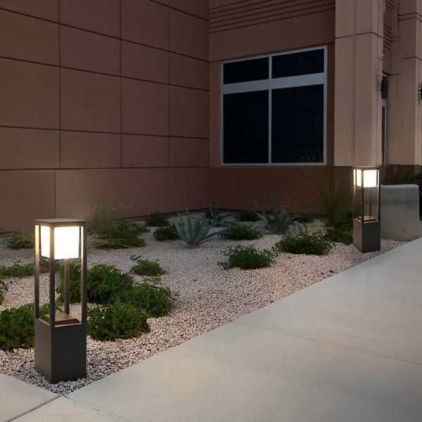 Square Aluminum Waterproof LED Black Modern Solar Pathway Lights Lawn Lamp - Image 3