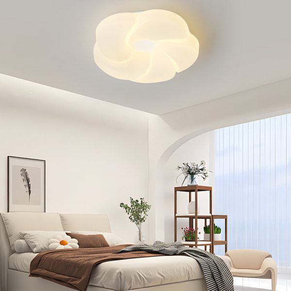 Milky White Cute Flower LED Three Step Dimming Modern Ceiling Light Fixture - Image 3