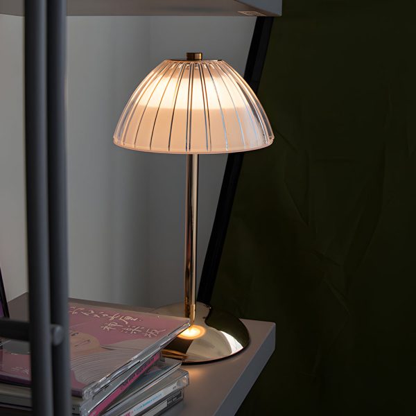 Battery Operated LED Brushed Brass Metal Table Lamp - Image 4
