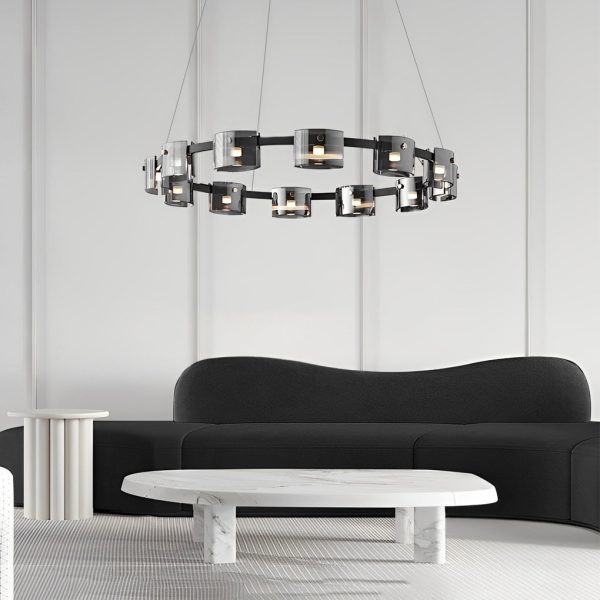 Circle Glass Stepless Dimming LED Brightness Memory Nordic Chandelier - Image 6