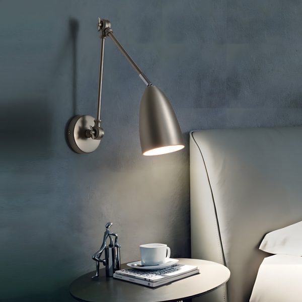 Swing Arm Wall Lamp Long 1 Bulb Rod Rocker Arm Wall Mounted Sconce with 3 Adjustable Joints - Image 4