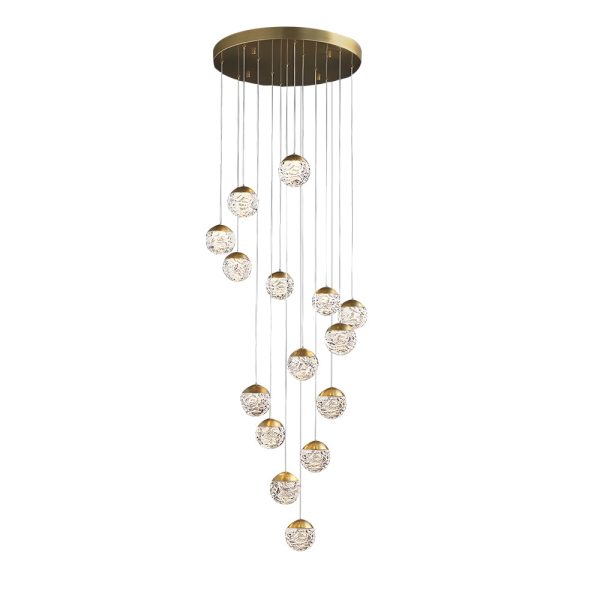 Spiral Pineapple Multi Glass Ball Staircase Chandelier LED Globes Hanging Ceiling Lights Suspension Lamp Drop Lights for Stairs - Image 12