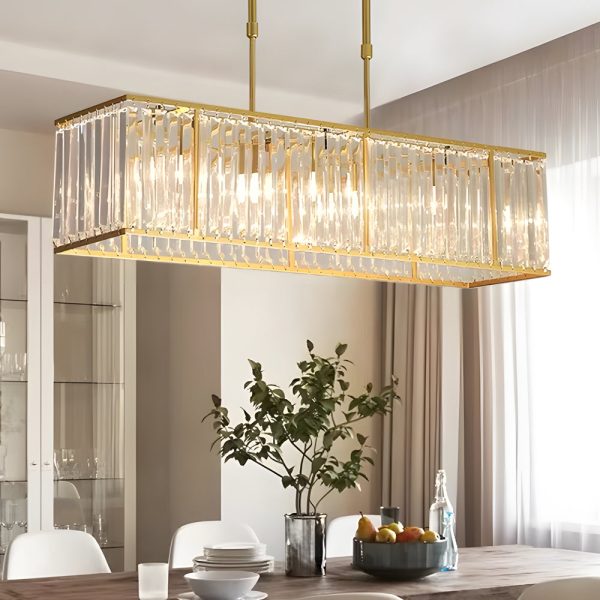 4-Light Dimmable Kitchen Island Crystal Rectangle Chandelier - Image 4
