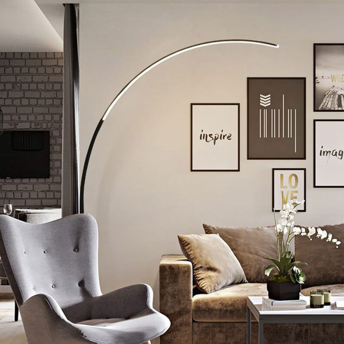 Minimalist Curved Line LED Aluminum Standing Floor Lamp - Image 17