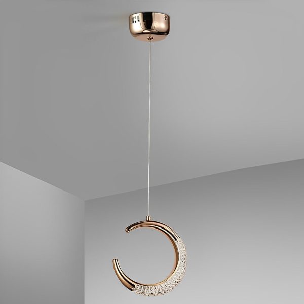 Curvy Moon Shaped LED Electroplated Modern Pendant Light Island Lights - Image 4