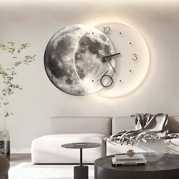 Moon Lunar Wall Clock USB Remote Control Power Bank LED Wall Painting Lamp - Image 3