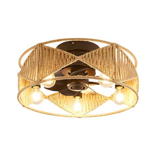 20-in Hemp Rope-Woven Caged Ceiling Fan with Light and Remote, 6-Speed - Image 13