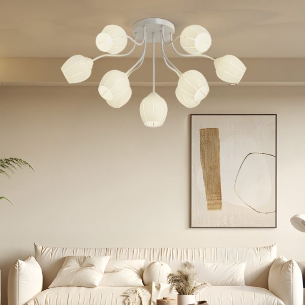 10 Heads Flowers Creative Three Step Dimming French Style Ceiling Lights - Image 2