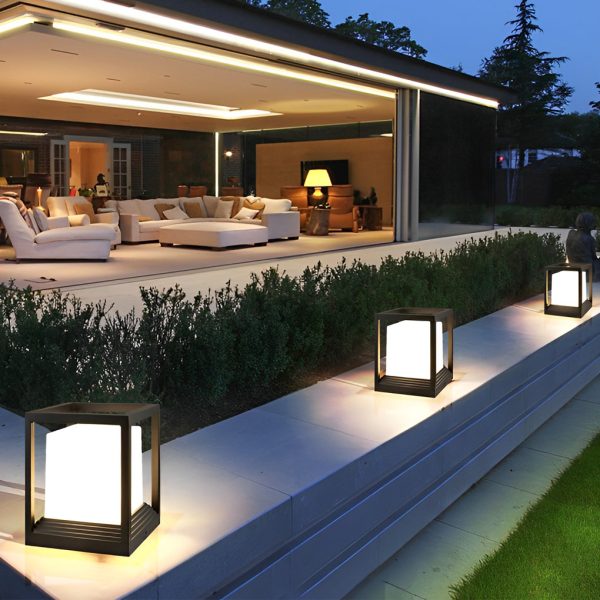 Minimalist Square Waterproof LED Black Modern Solar Fence Post Lights - Image 2