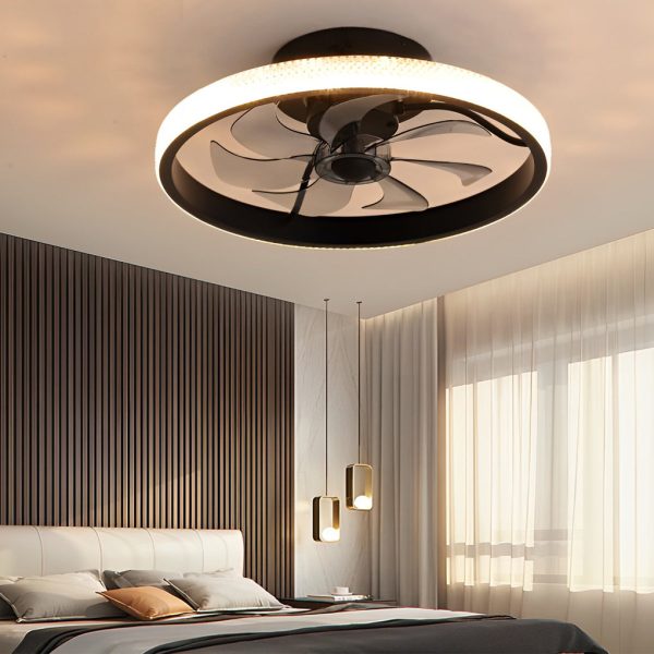 Round Inverter Mute LED Dimmable Modern Bladeless Ceiling Fans with Remote - Image 2