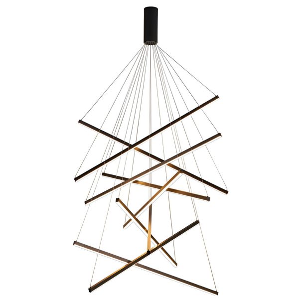 Minimalist Strip Stepless Dimming LED Black Modern Chandelier with Remote - Image 13