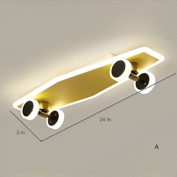 Cartoon Skateboard-shaped Dimmable LED Gold Modern Ceiling Lights - Image 7