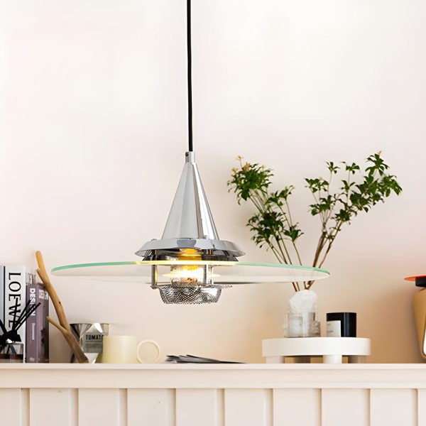 Round Transparent Glass UFO 3 Step Dimming Modern Pendant Light Fixture - Image 2
