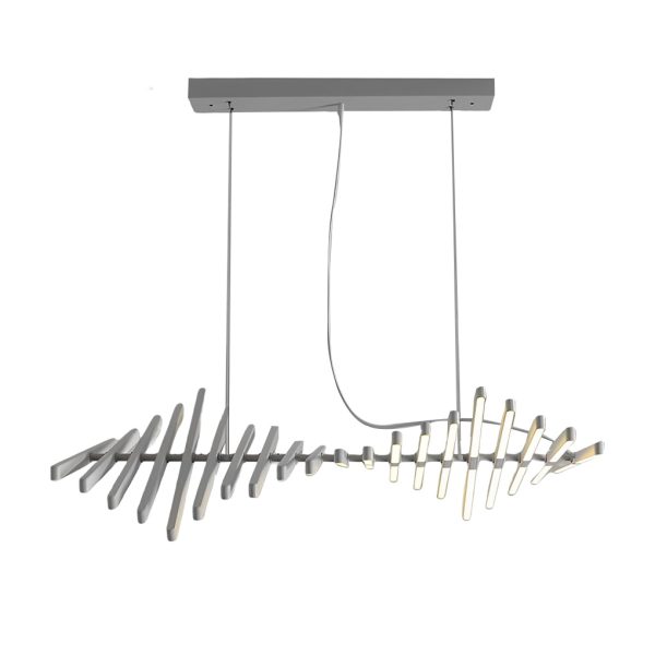 Waves Fishbone Strip Stepless Dimming LED Nordic Chandelier Pendant Light - Image 12