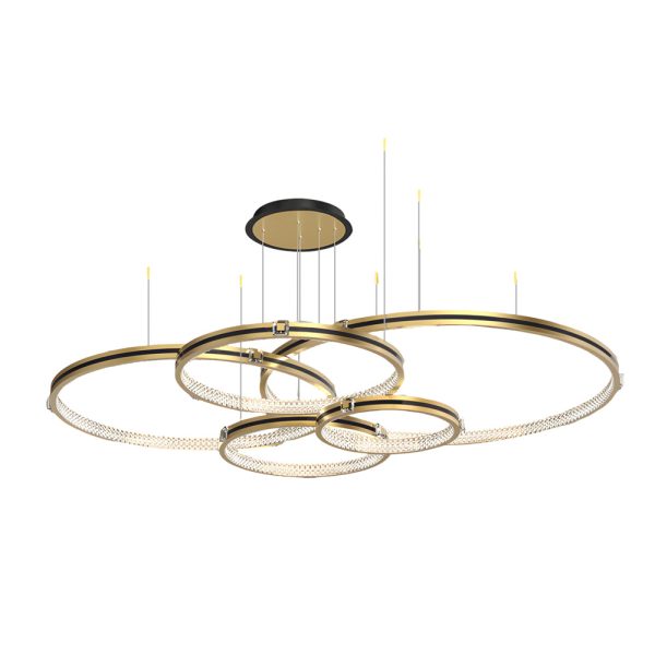 Circular Rings Three Step Dimming Brushed Gold Modern Ceiling Lights Fixture - Image 9