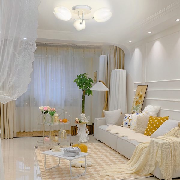 Tulips Flowers G9 14W White Minimalist Ceiling Lights Chandelier - Image 2