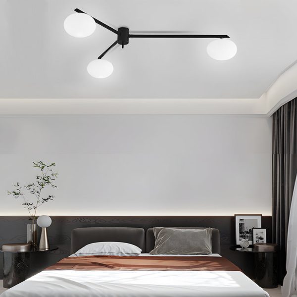 White Glass Bubble Black Semi-Flush Ceiling Light - Image 5