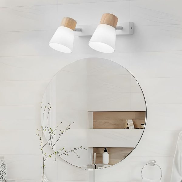 Wood Glass Cone Rotatable Light Wall Sconce, White - Image 3