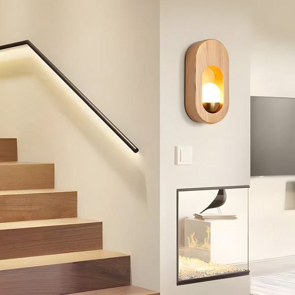 1-Light Wood Oval Wall Sconce - Wood/Walnut - Image 4