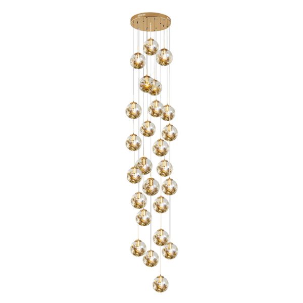Cognac Color Glass Globes Shade Adjustable Modern Long Chandelier - Image 8