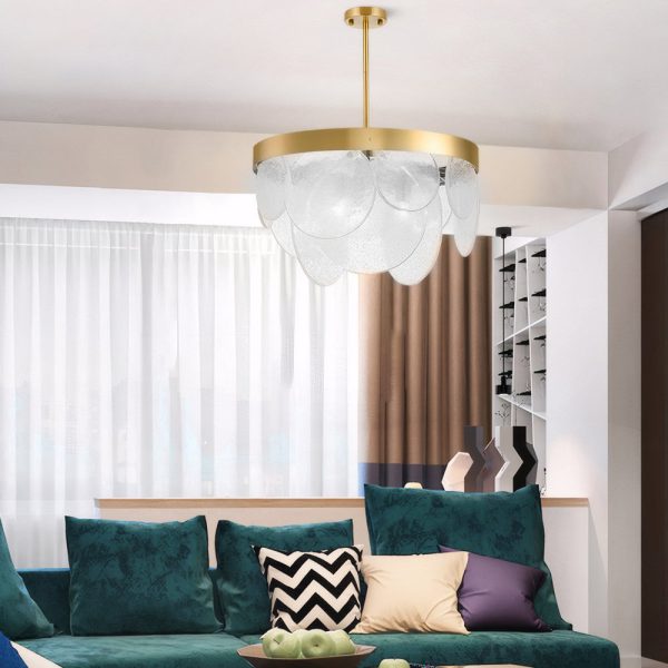 3-Light Round Semi Flush Mount Glass Chandelier - Image 3