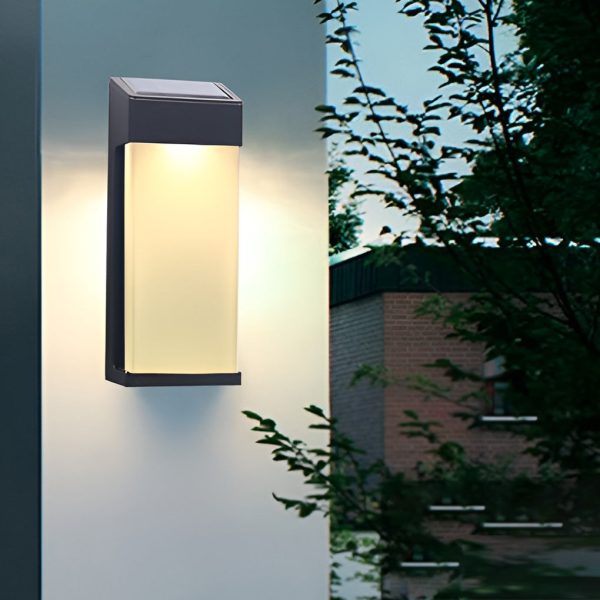 2 Pcs Rectangular LED Light-controlled Waterproof Outdoor Solar Sconce Lighting - Image 2