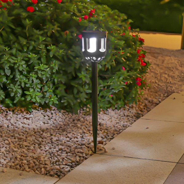 4-Pack Modern Black Solar LED Outdoor Path Light Set - Image 2