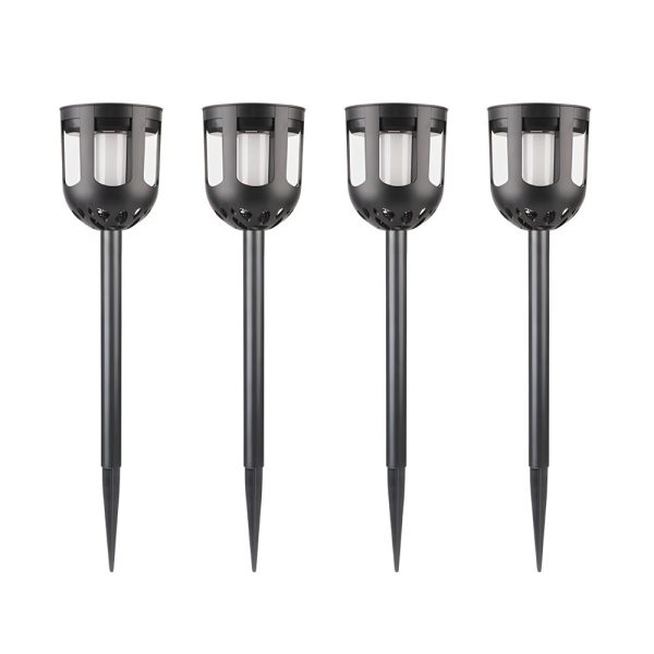 4-Pack Modern Black Solar LED Outdoor Path Light Set - Image 6