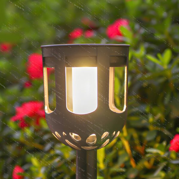 4-Pack Modern Black Solar LED Outdoor Path Light Set - Image 4