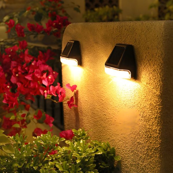 4 Pcs Dusk-to-Dawn Sensor Step Lights Outdoor Warm White LED Solar Stair Lighting - Image 3