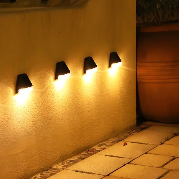4 Pcs Dusk-to-Dawn Sensor Step Lights Outdoor Warm White LED Solar Stair Lighting - Image 2