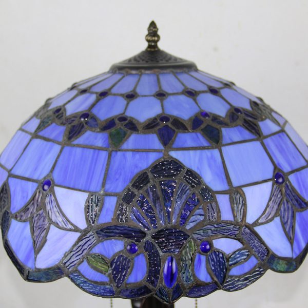 Tiffany Mediterranean Stained Glass Cone Pull Cord 2-Light Table Lamp - Image 38