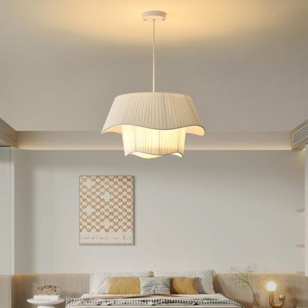Contemporary Scandinavian Round Iron Acrylic Fabric 4/5 Light Pendant Light For Living Room - Image 23