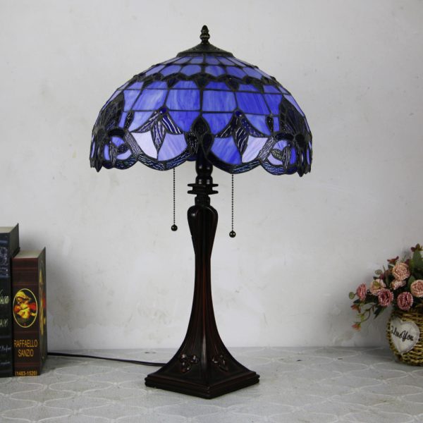 Tiffany Mediterranean Stained Glass Cone Pull Cord 2-Light Table Lamp - Image 39