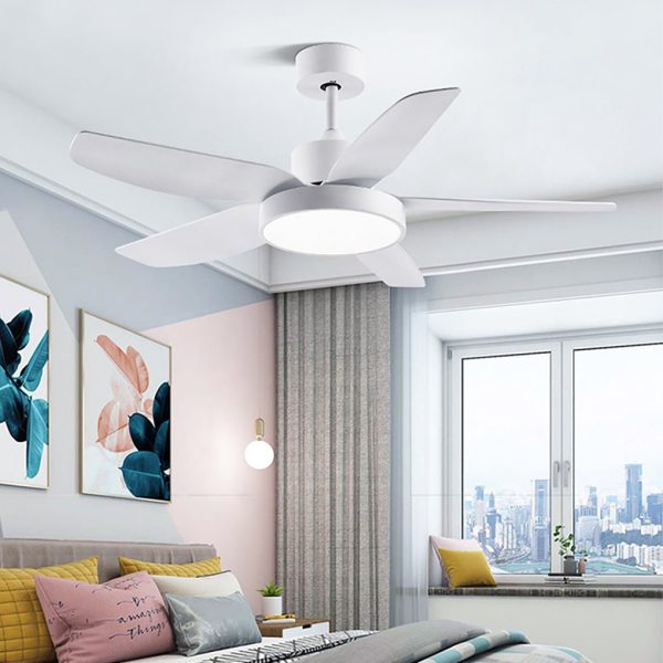 46 Inch LED 6-Speed Downrod Ceiling Fan Lights with Remote and 5 Quiet Reversible Blades - Image 4