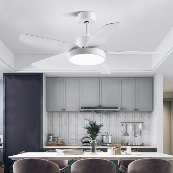 46 Inch LED 6-Speed Downrod Ceiling Fan Lights with Remote and 5 Quiet Reversible Blades - Image 2