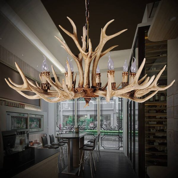 Country Style Antler Resin 6-Light Chandeliers - Image 3