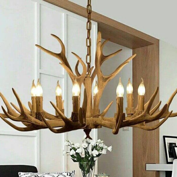 Country Style Antler Resin 6-Light Chandeliers - Image 7
