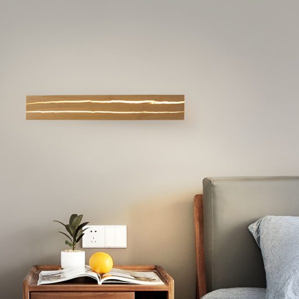 Adjustable Rectangular Wood Three Step Dimming LED Modern Wall Lamp - Image 3