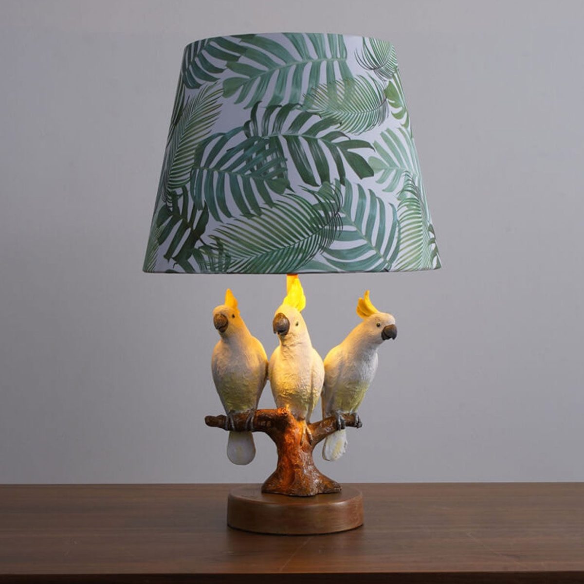 Nordic Leaf Fabric Resin Bird Design 1-Light Table Lamp - Image 1
